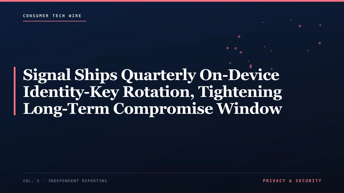 Signal Ships Quarterly On-Device Identity-Key Rotation, Tightening Long-Term Compromise Window